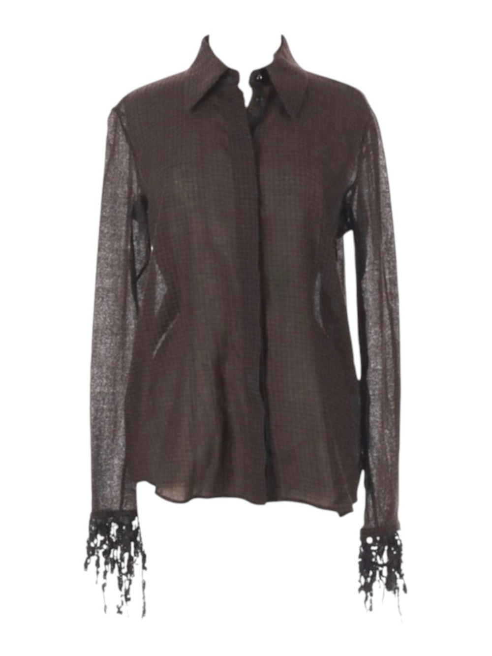 Luxury: Isa Arfen Ready To Wear ꧁ That 90'S Shirt Plaid Wool Sequins ꧂ Hot Choc - Picture 9 of 17